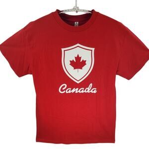 Canada Maple Leaf Graphic Tee Red White Mens Streetwear Classic Style‎